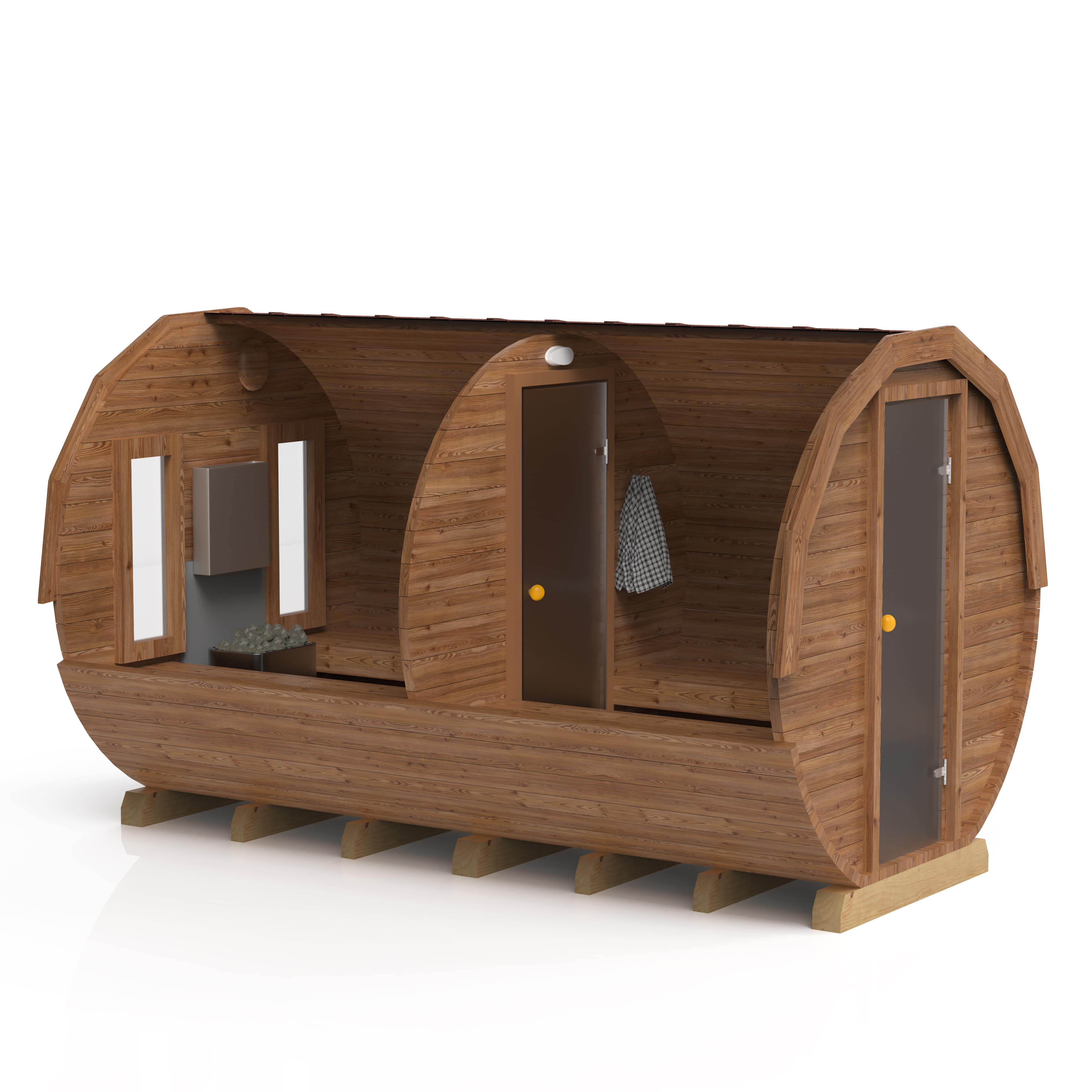Barrelsauna 4m met kleedruimte