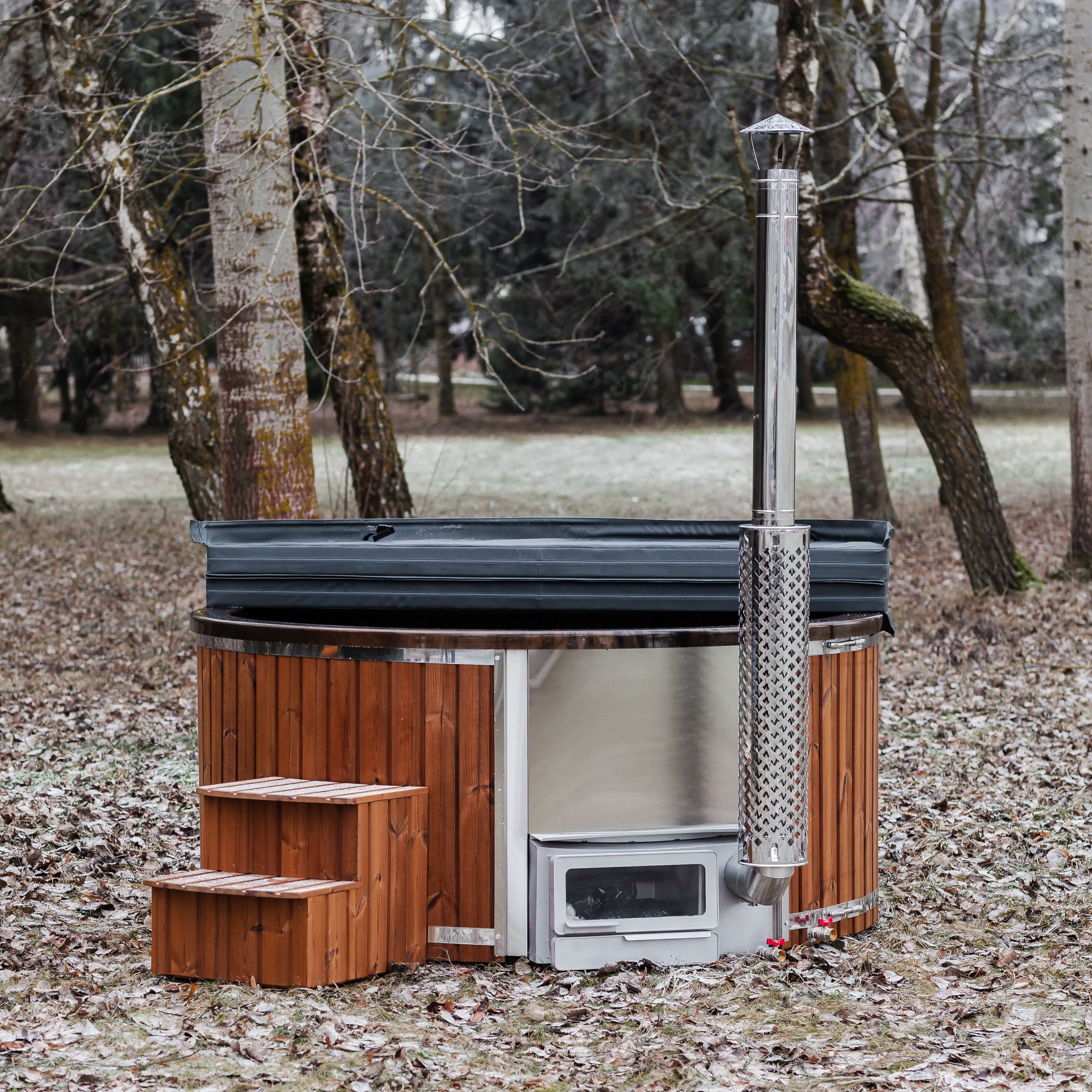 Houtgestookte hottub - interne kachel - rond
