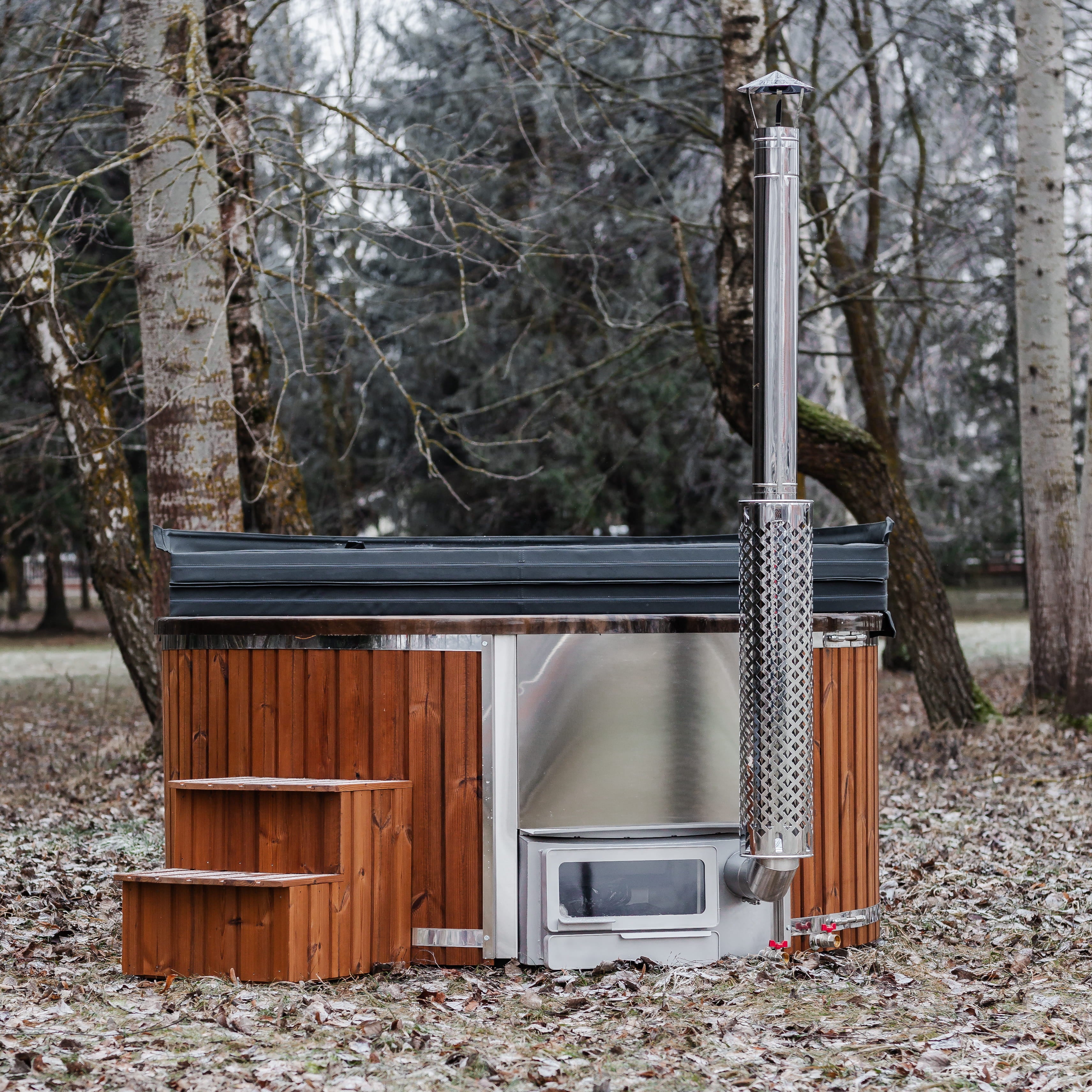 Houtgestookte hottub - interne kachel - rond