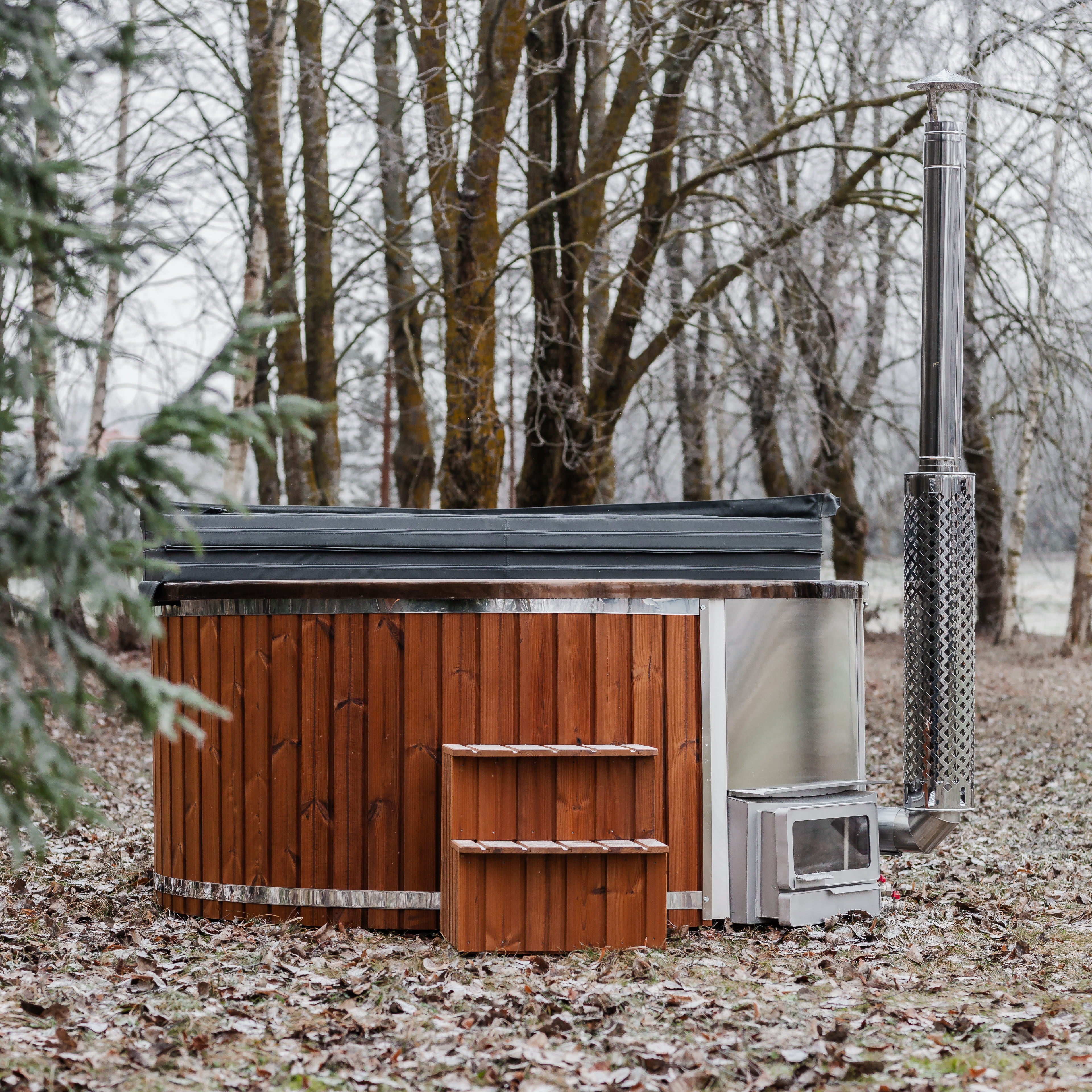 Houtgestookte hottub - interne kachel - rond
