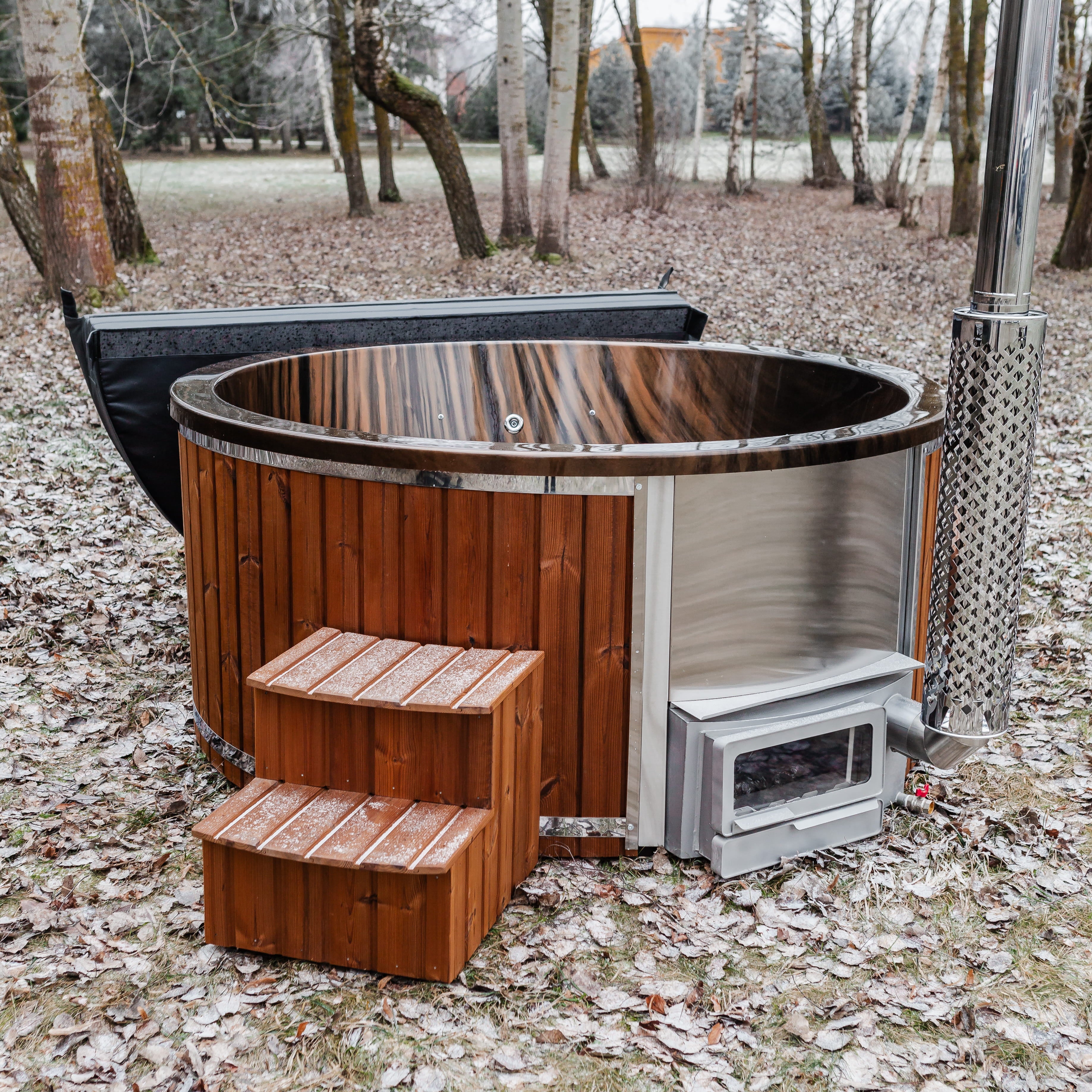 Houtgestookte hottub - interne kachel - rond
