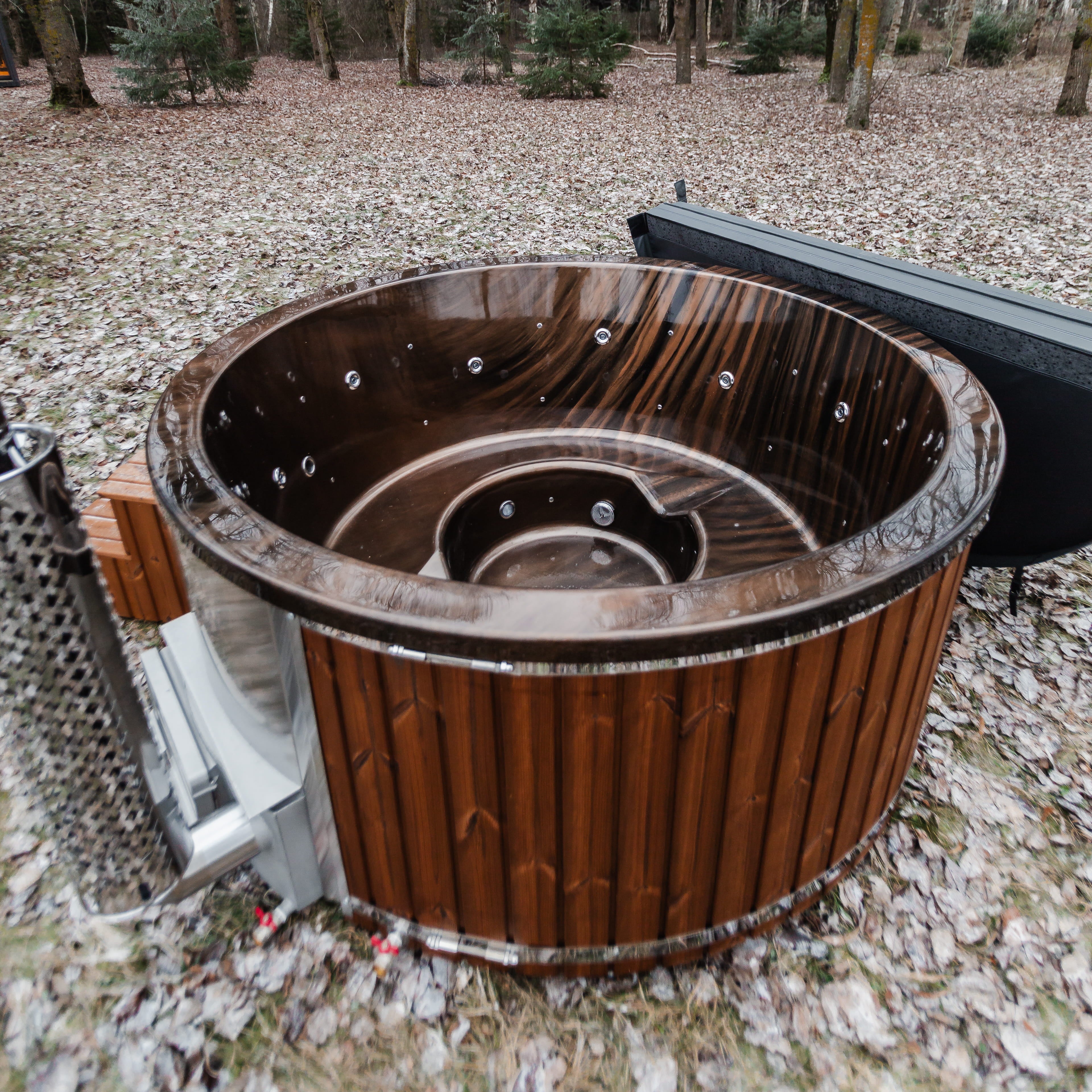 Houtgestookte hottub - interne kachel - rond