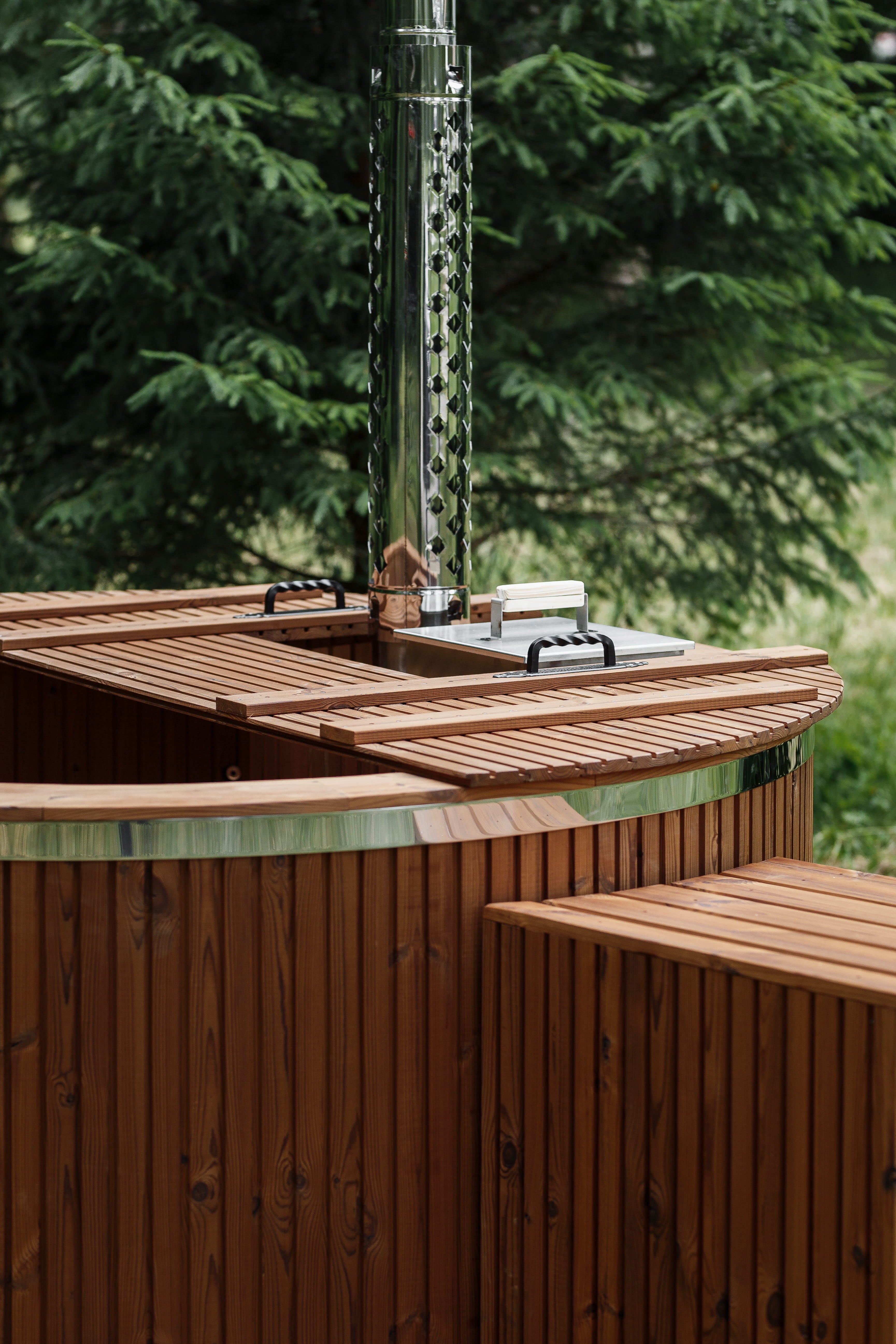 Houtgestookte hottub - RVS - externe kachel