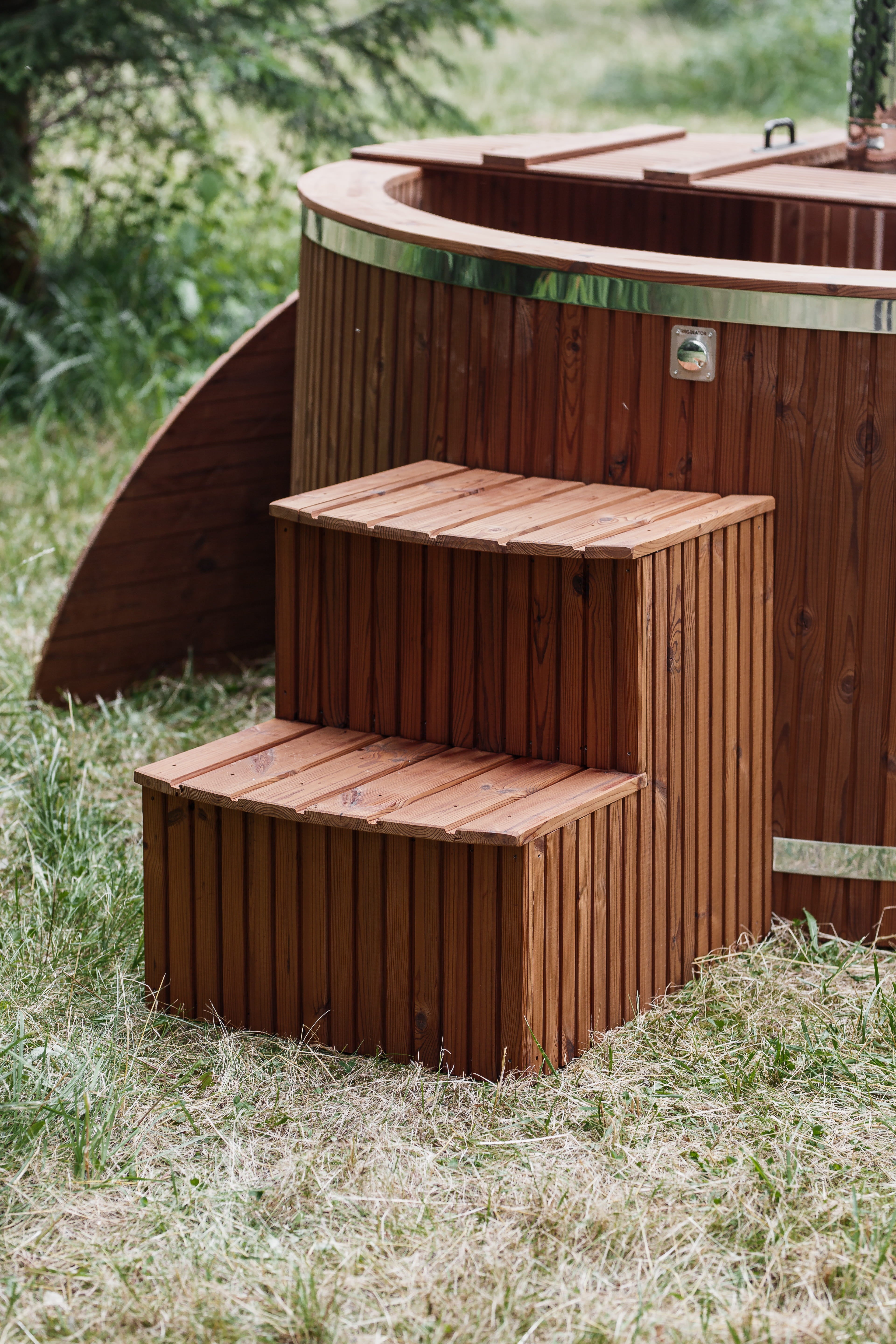 Houtgestookte hottub - RVS - externe kachel