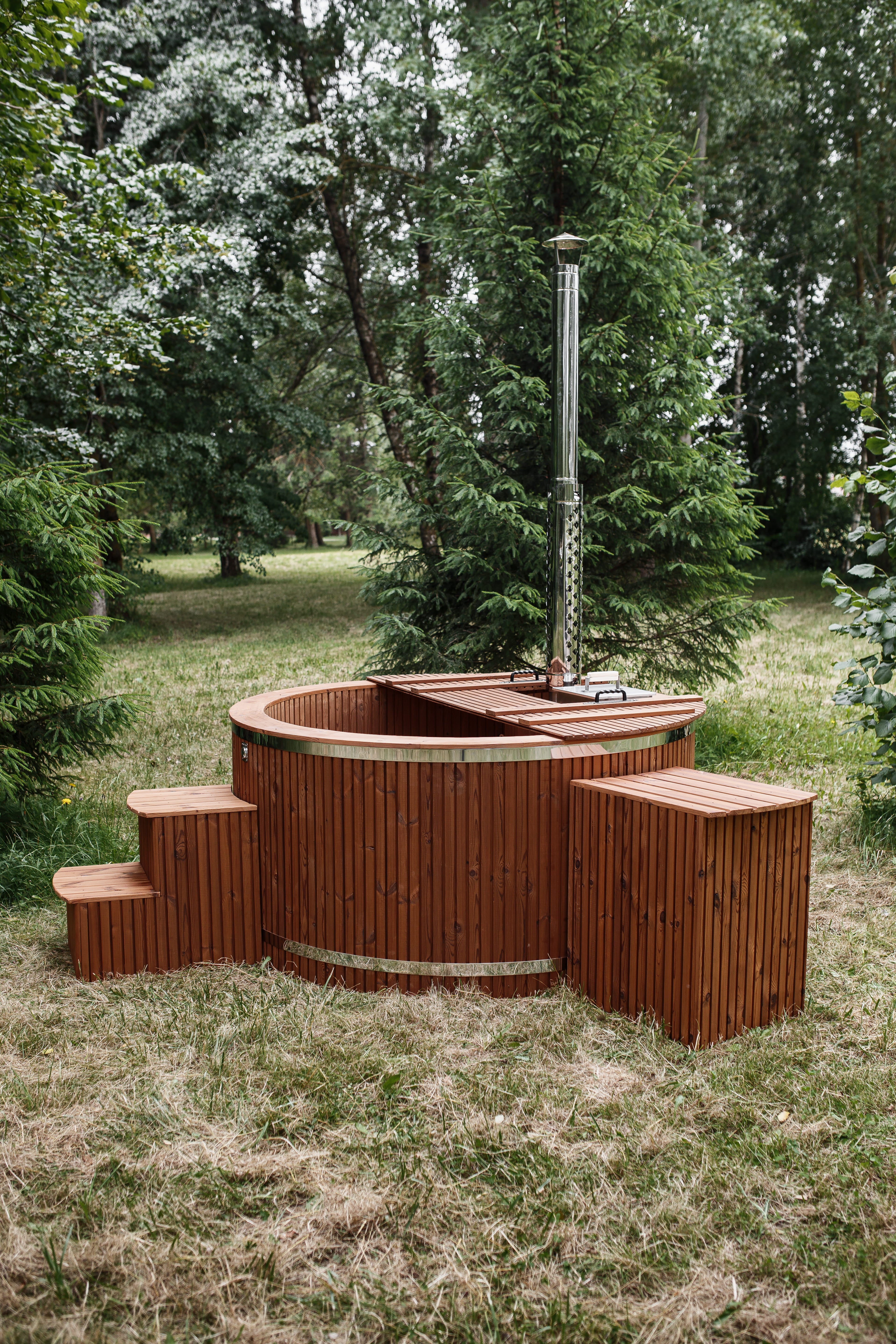 Houtgestookte hottub - RVS - externe kachel