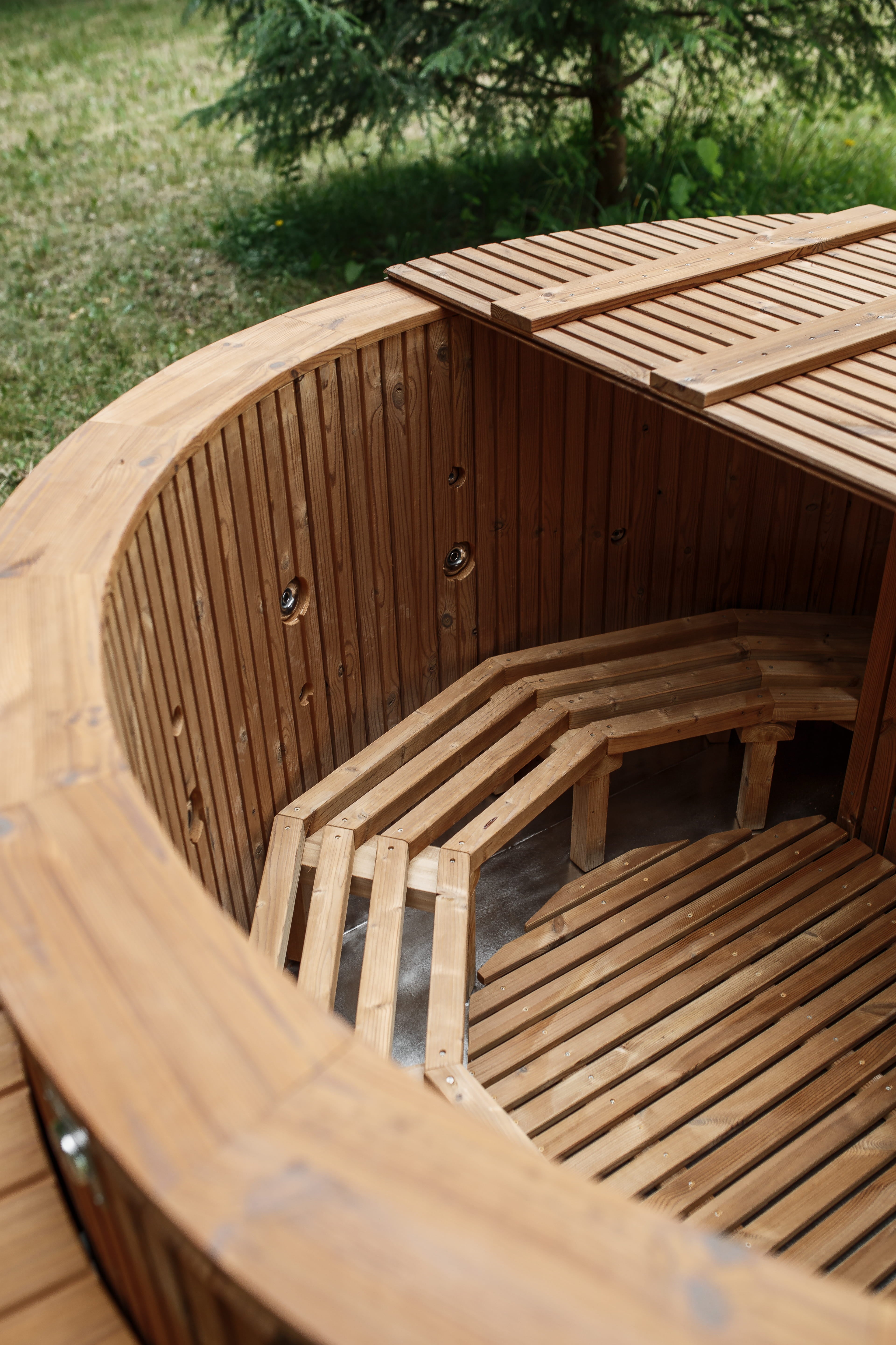 Houtgestookte hottub - RVS - externe kachel