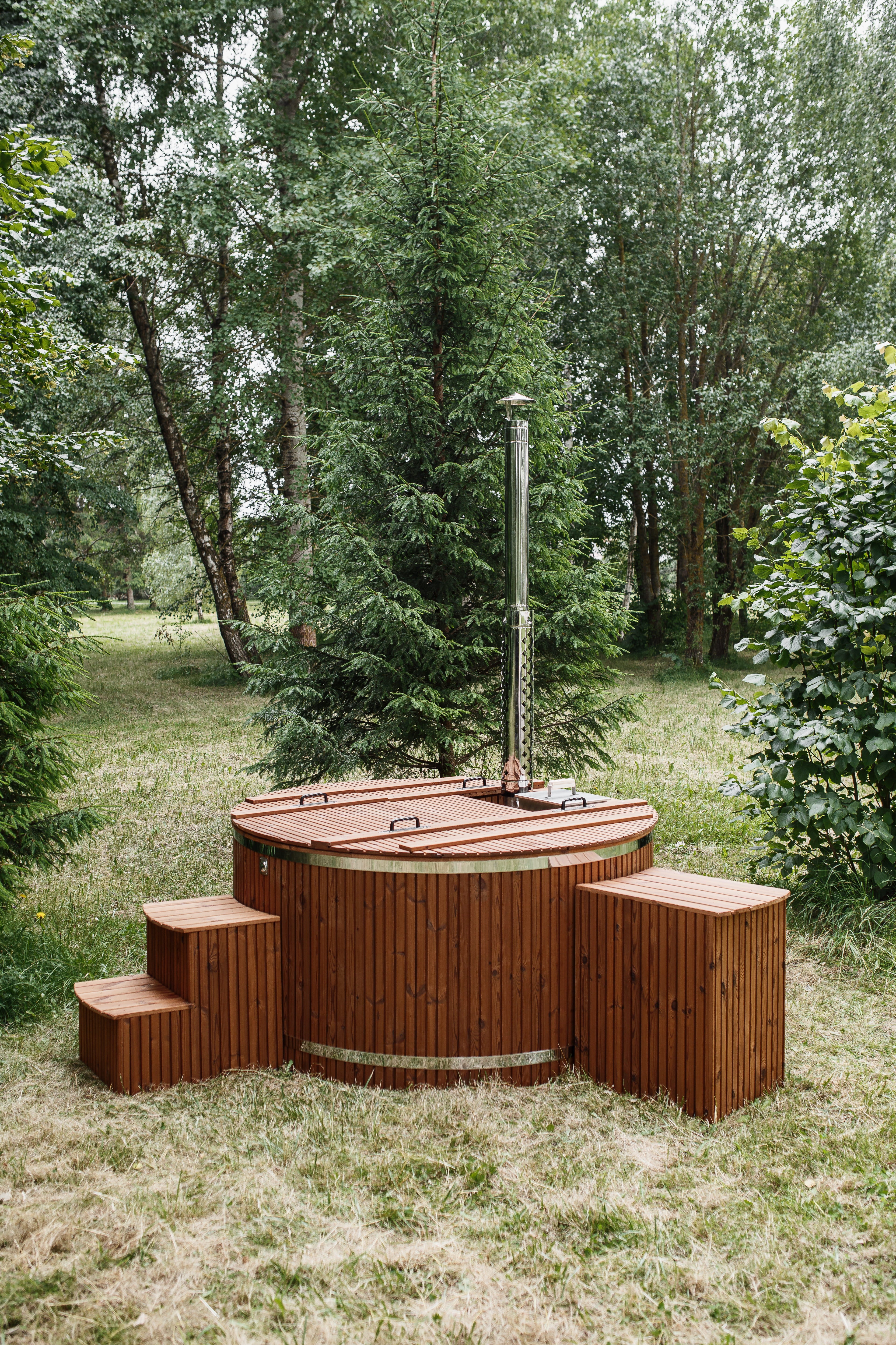 Houtgestookte hottub - RVS - externe kachel