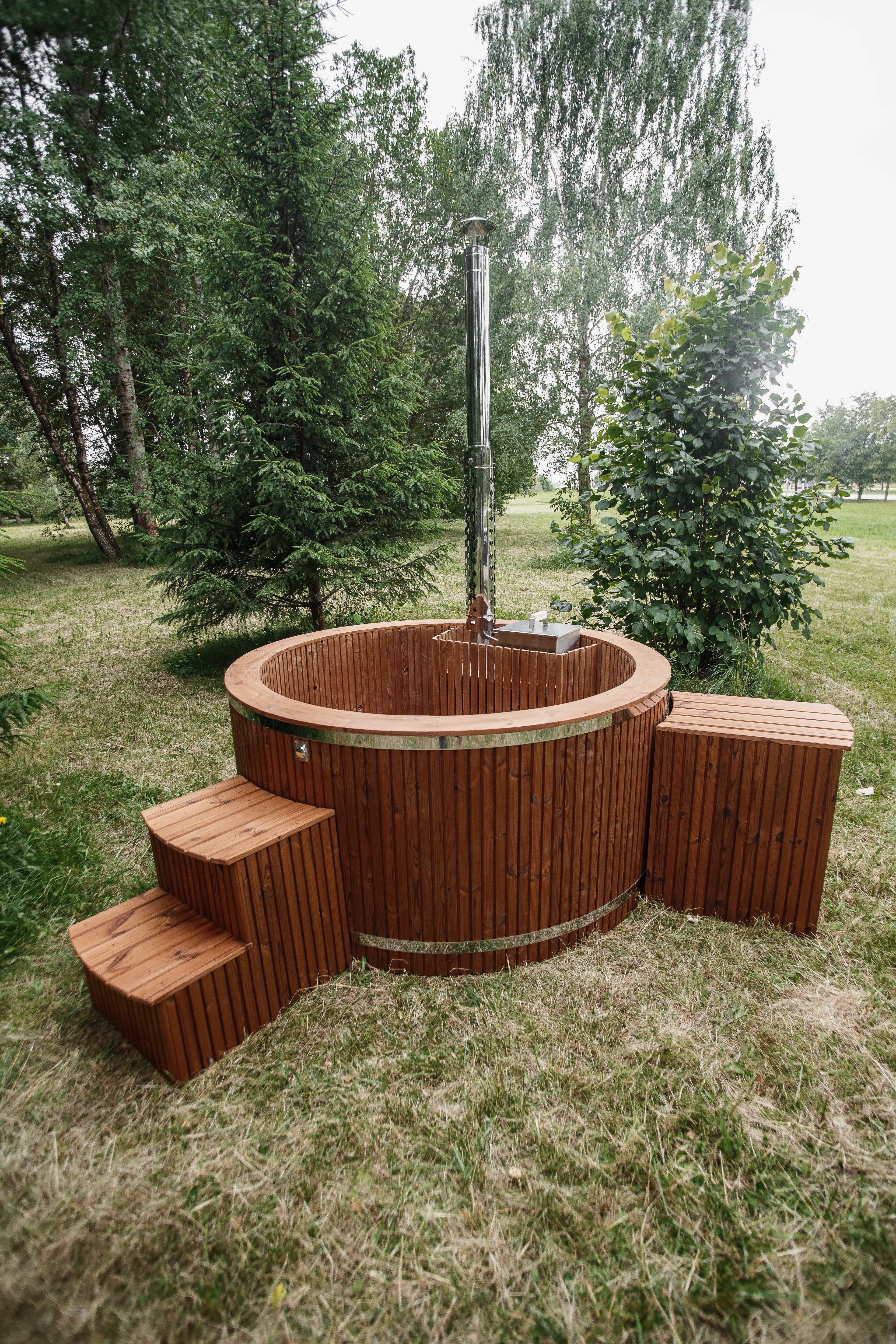 Houtgestookte hottub - RVS - externe kachel