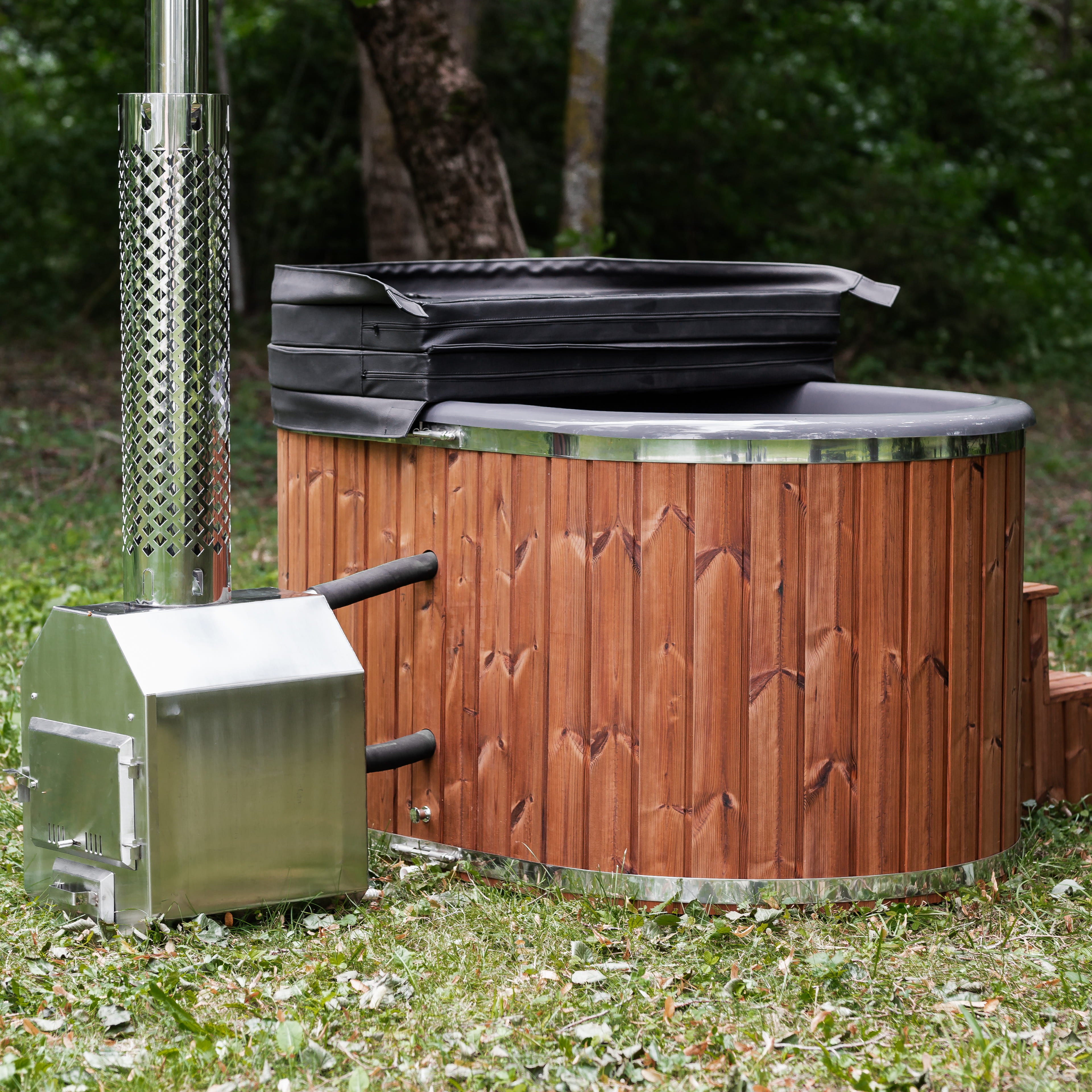 Houtgestookte hottub - externe kachel - ovaal