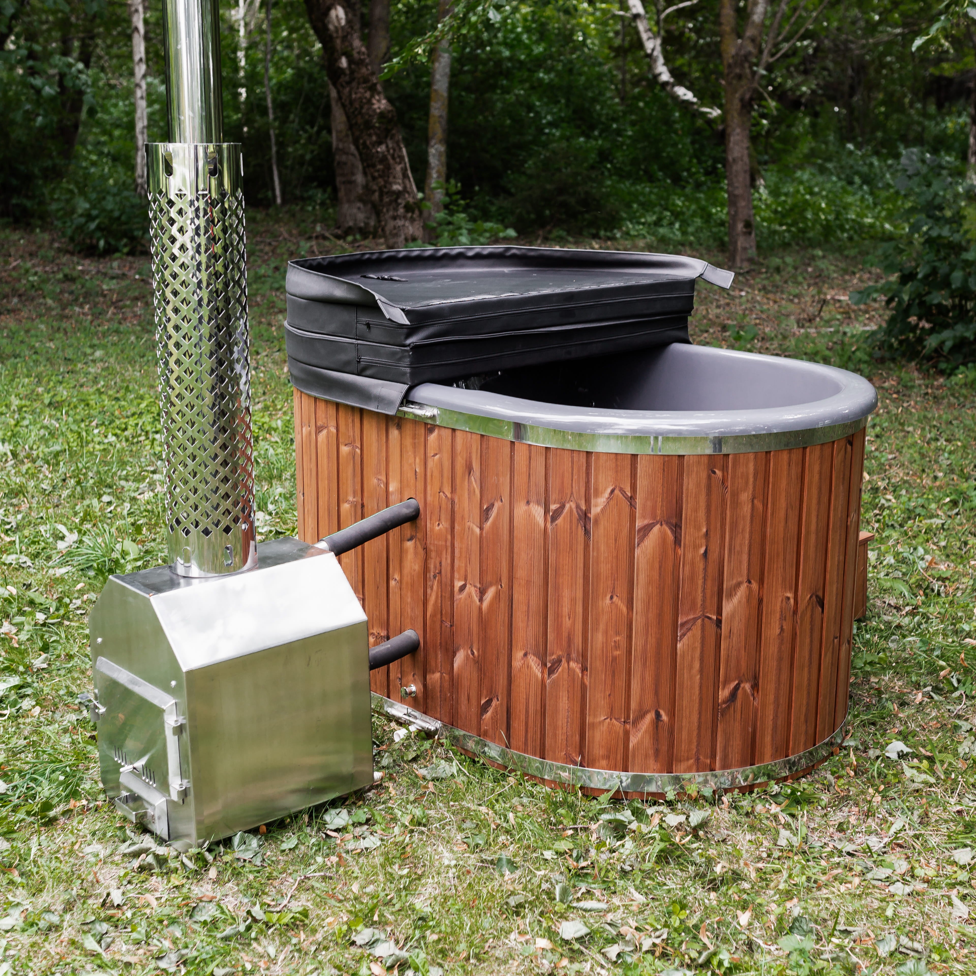 Houtgestookte hottub - externe kachel - ovaal