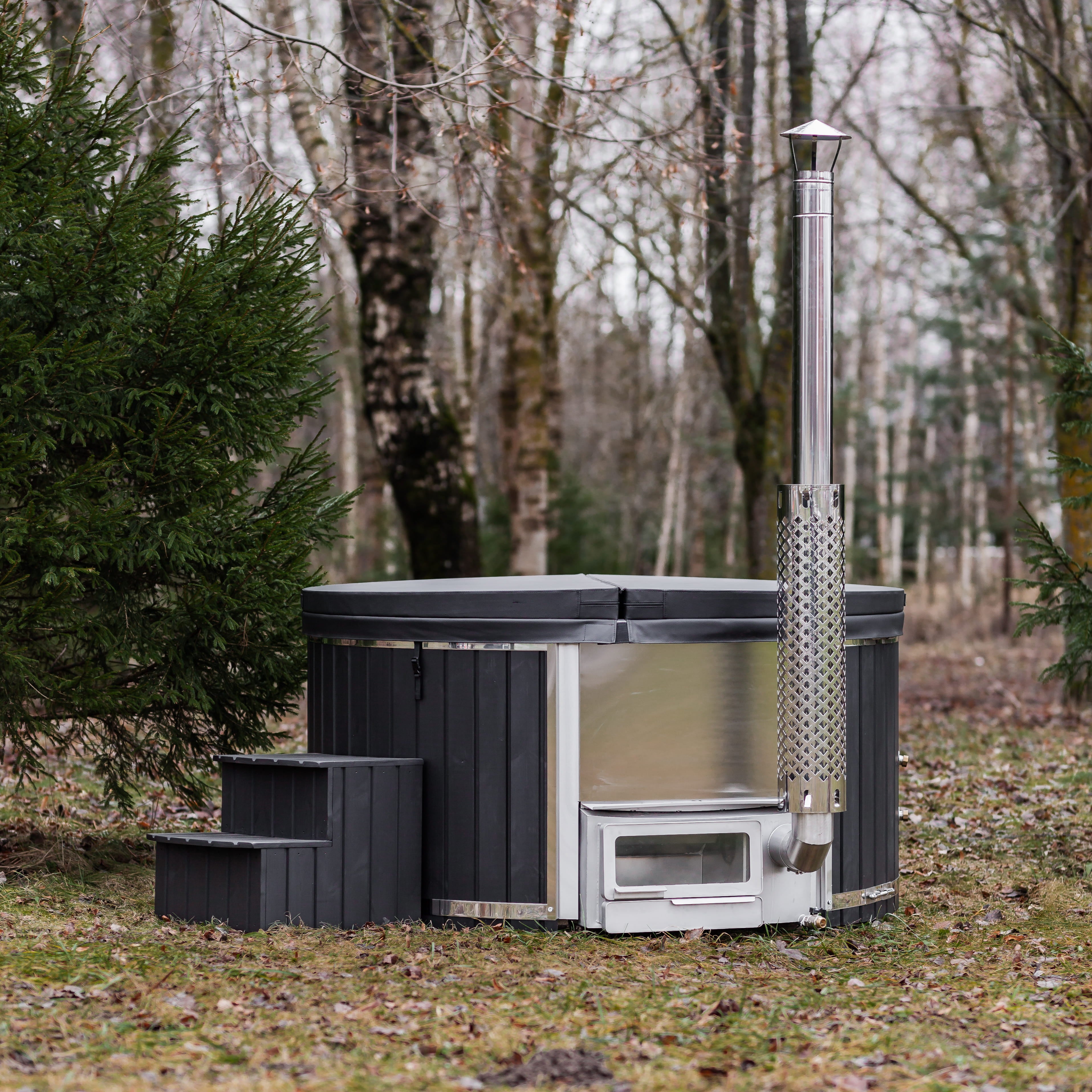 Houtgestookte hottub - interne kachel - rond