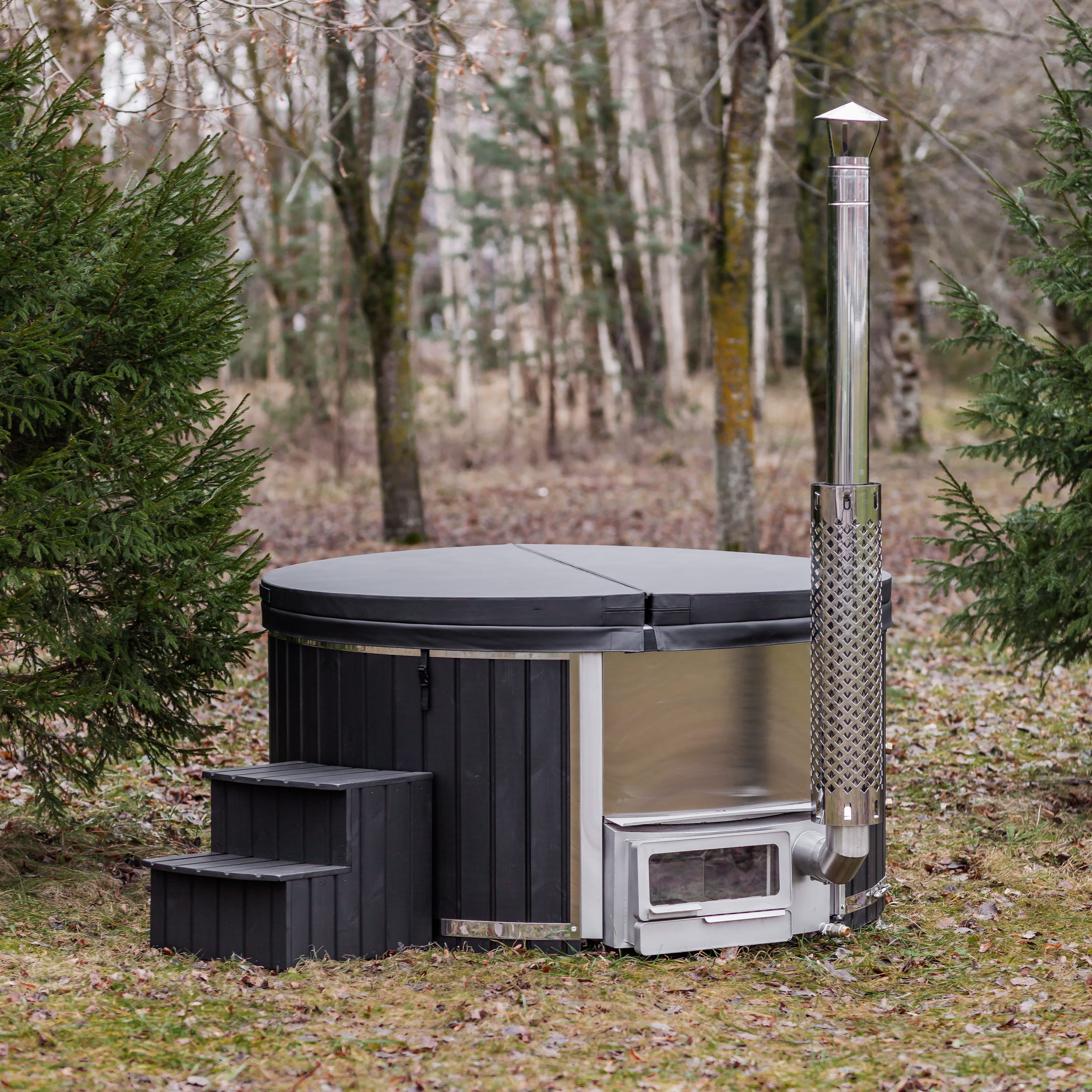 Houtgestookte hottub - interne kachel - rond