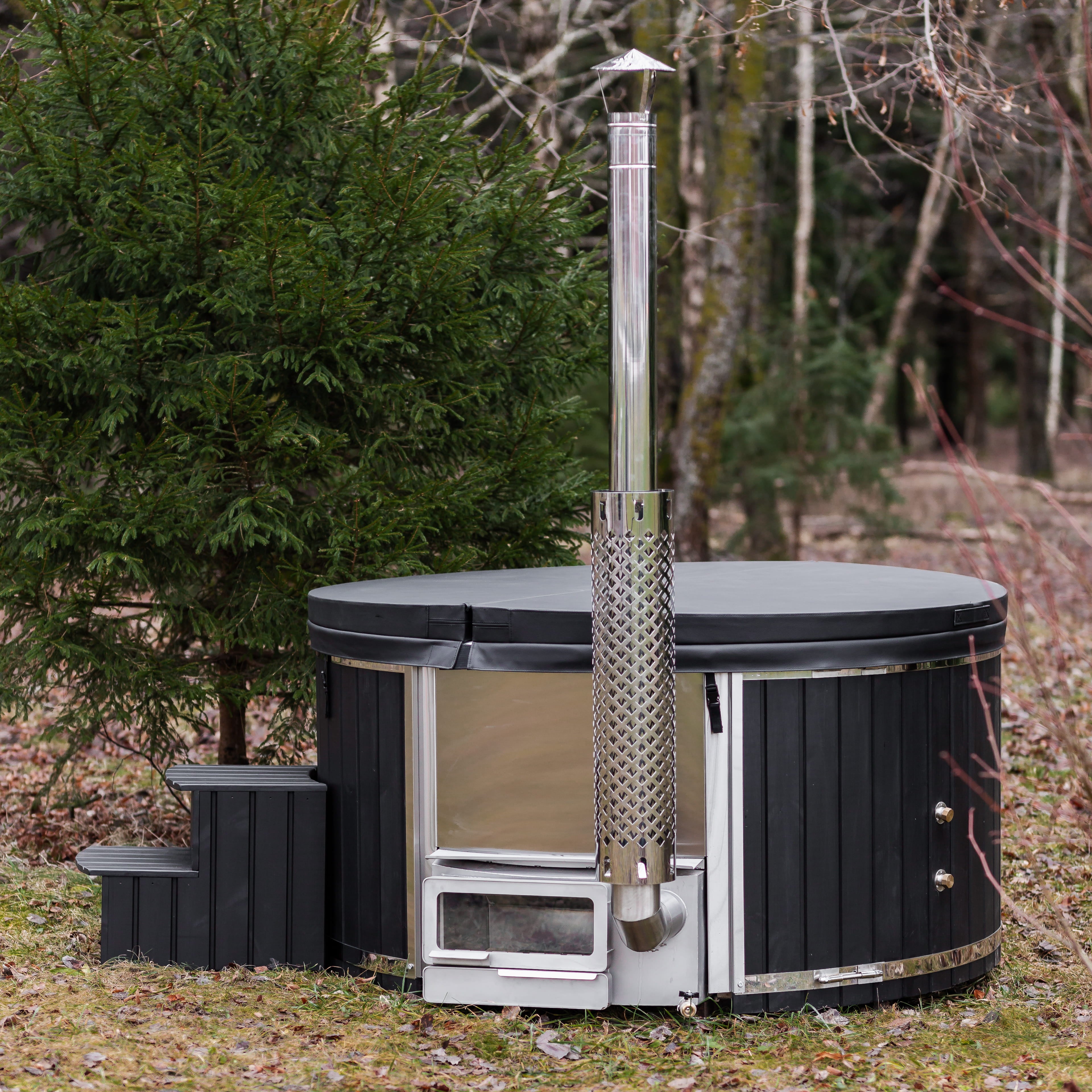 Houtgestookte hottub - interne kachel - rond