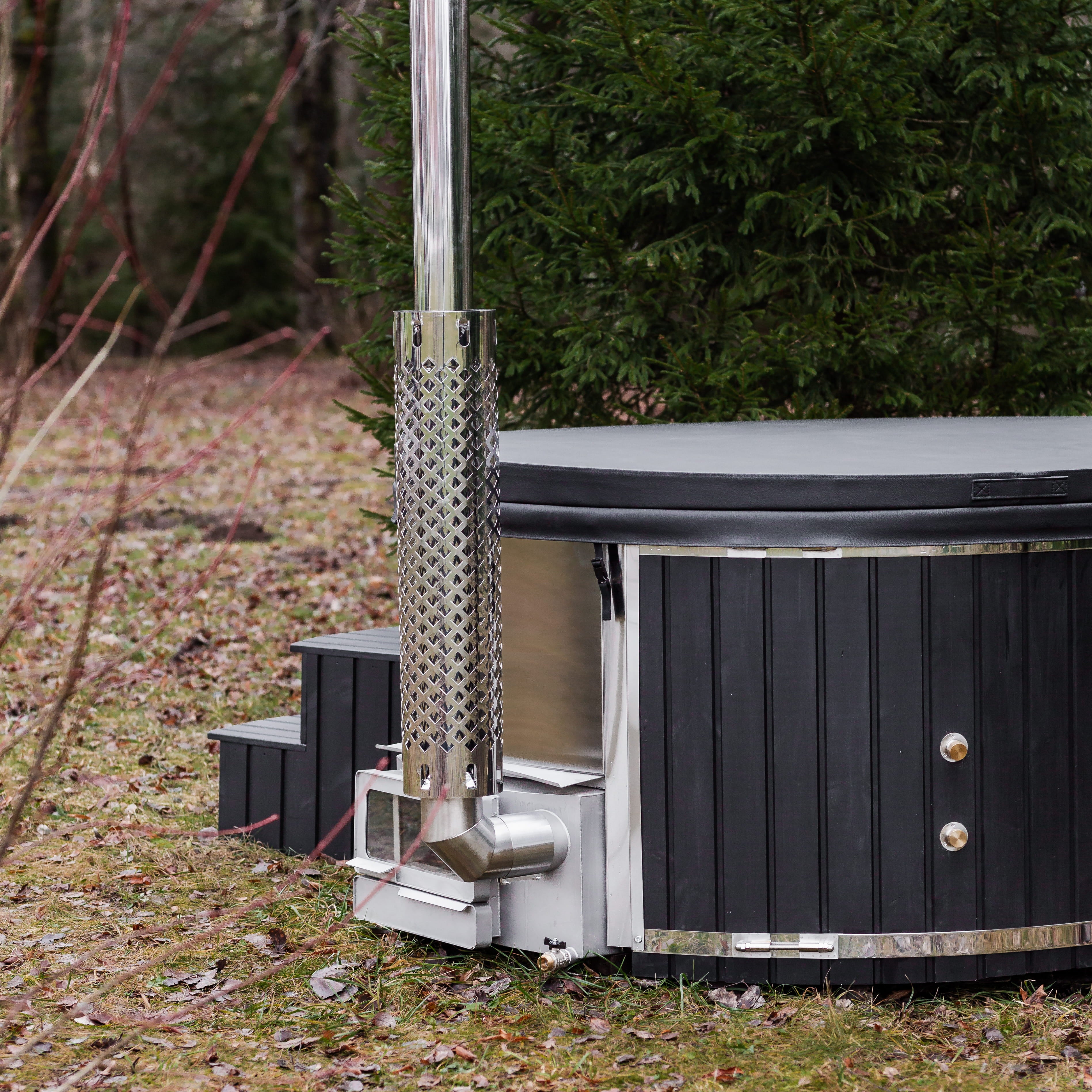 Houtgestookte hottub - interne kachel - rond