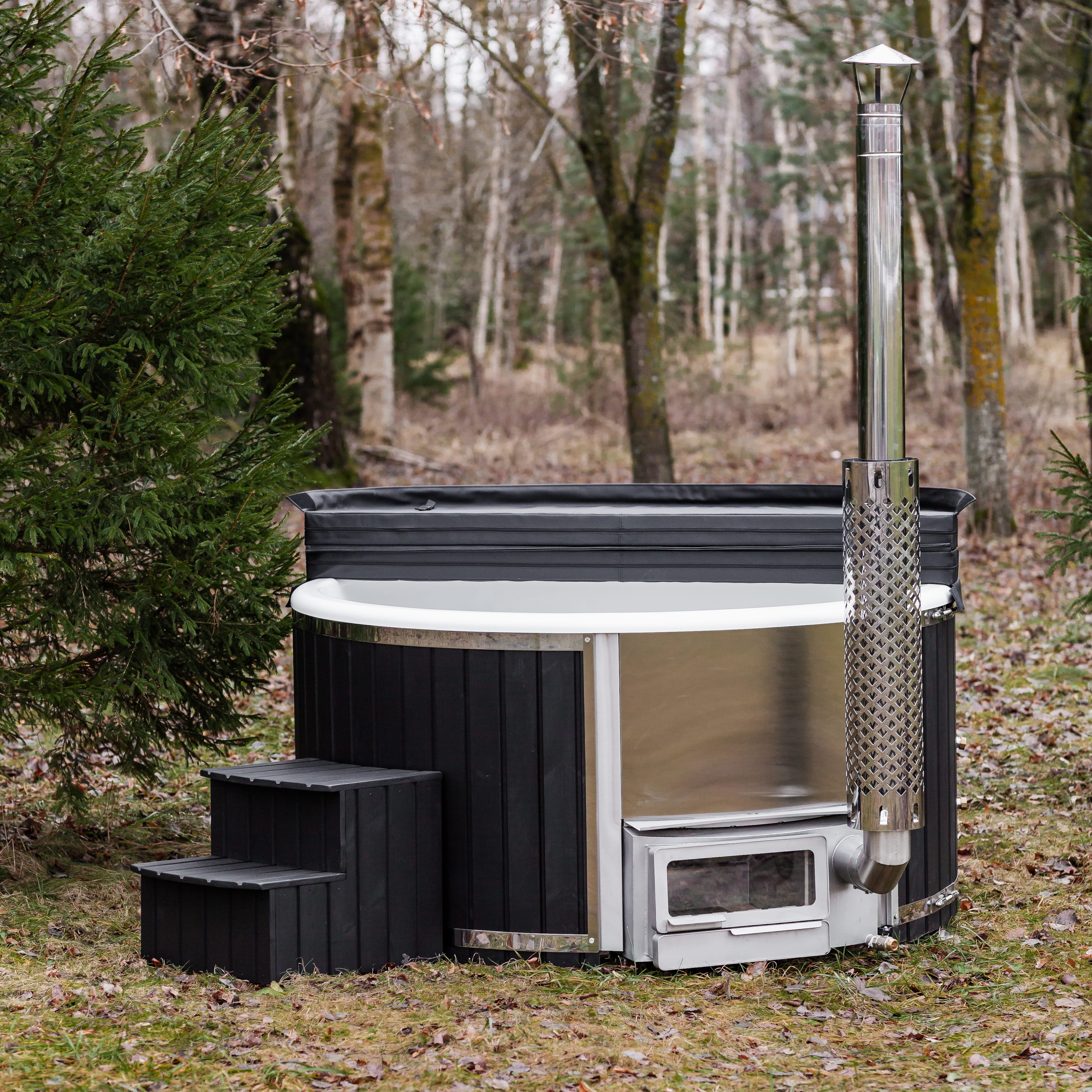 Houtgestookte hottub - interne kachel - rond