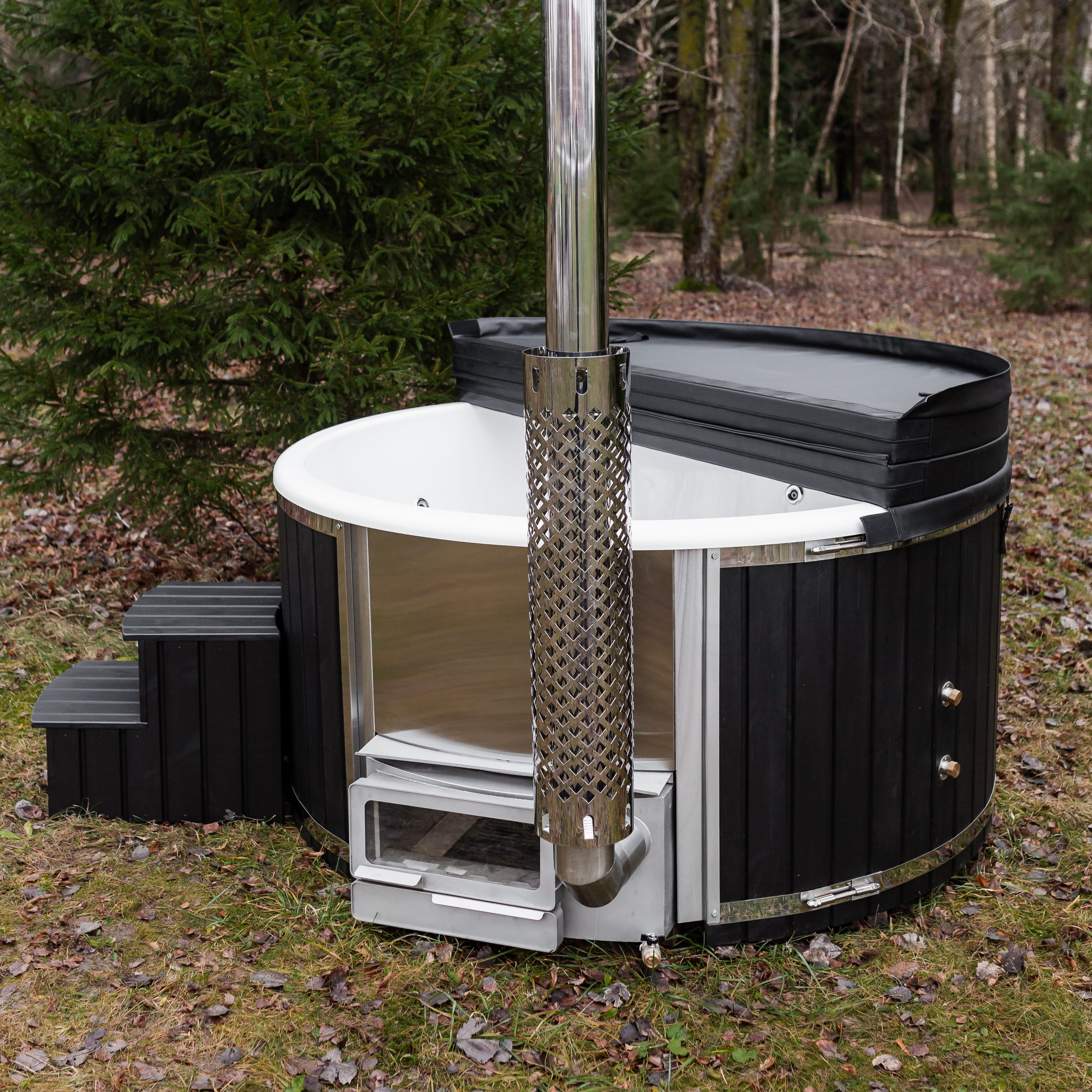 Houtgestookte hottub - interne kachel - rond