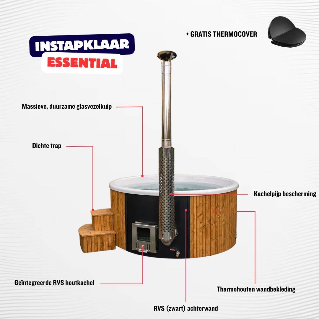 Instapklare hottub houtgestookt thermohout