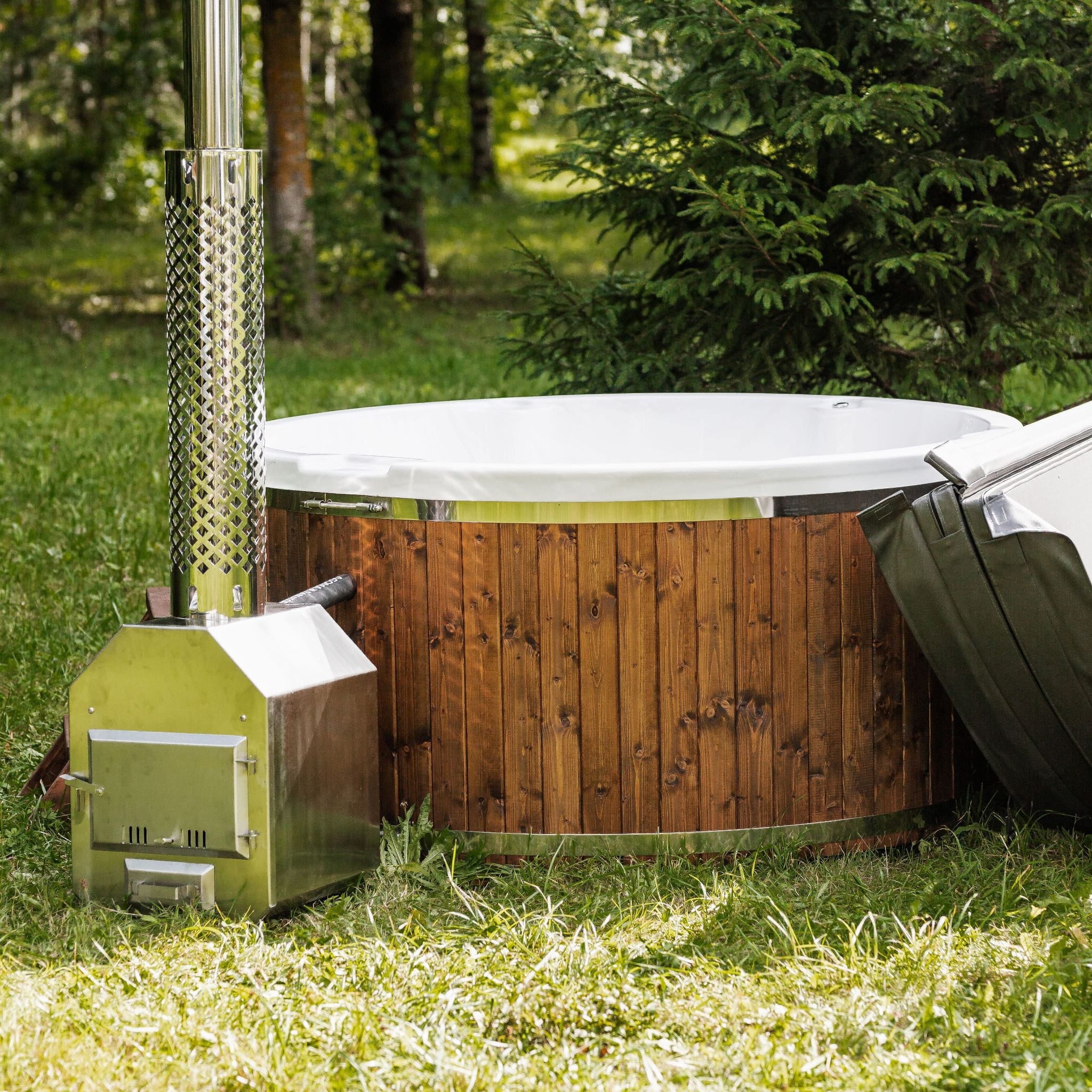Houtgestookte hottub - externe kachel - rond