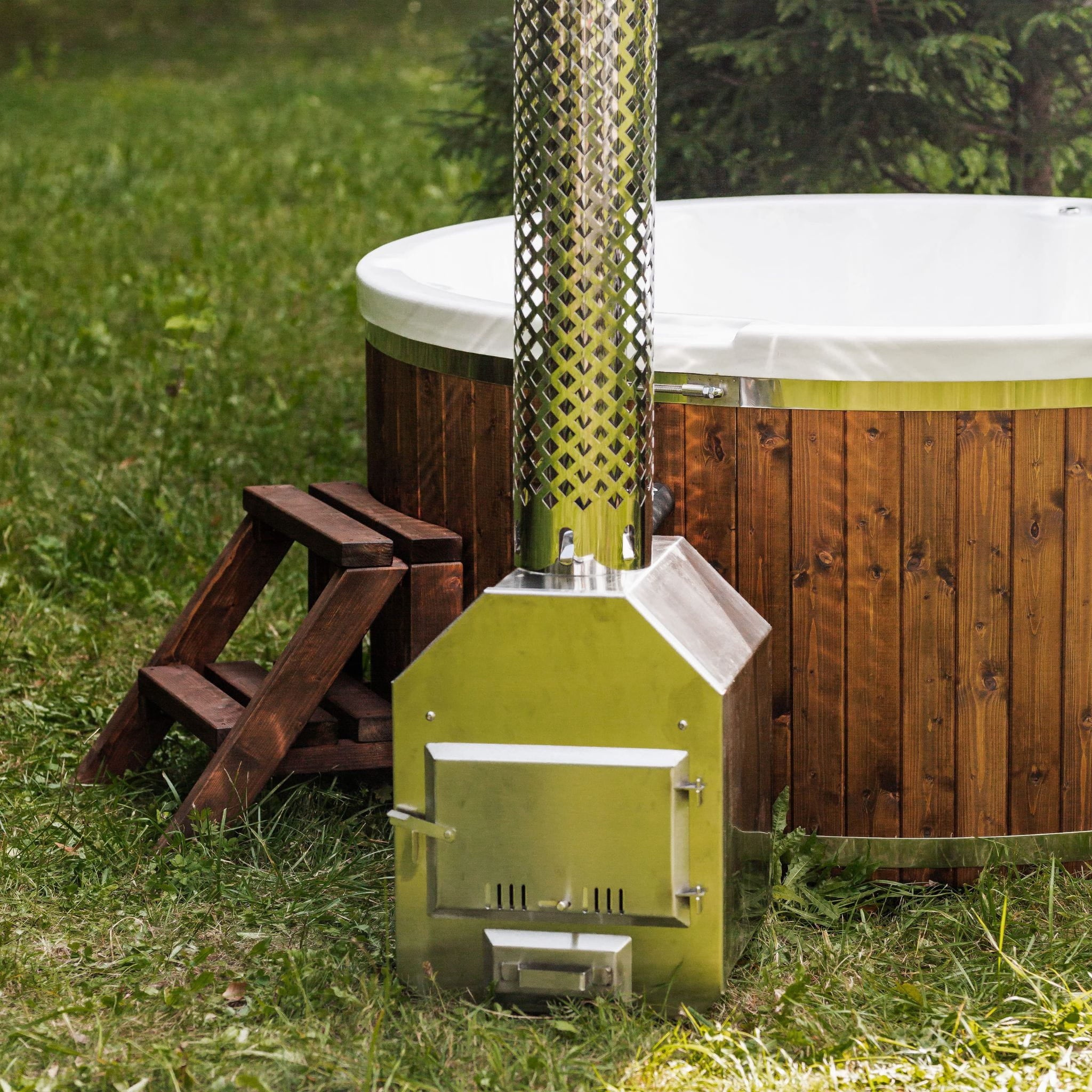 Houtgestookte hottub - externe kachel - rond