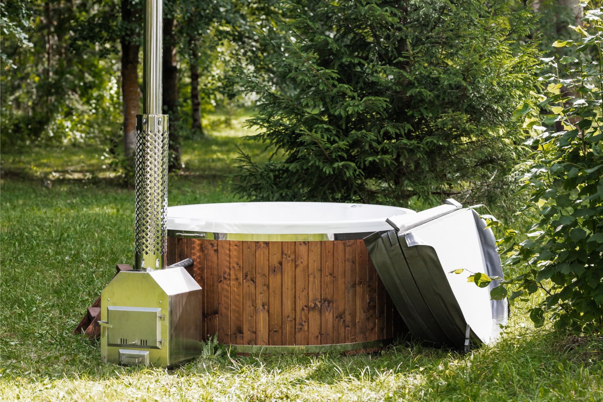 Houtgestookte hottub - externe kachel - rond