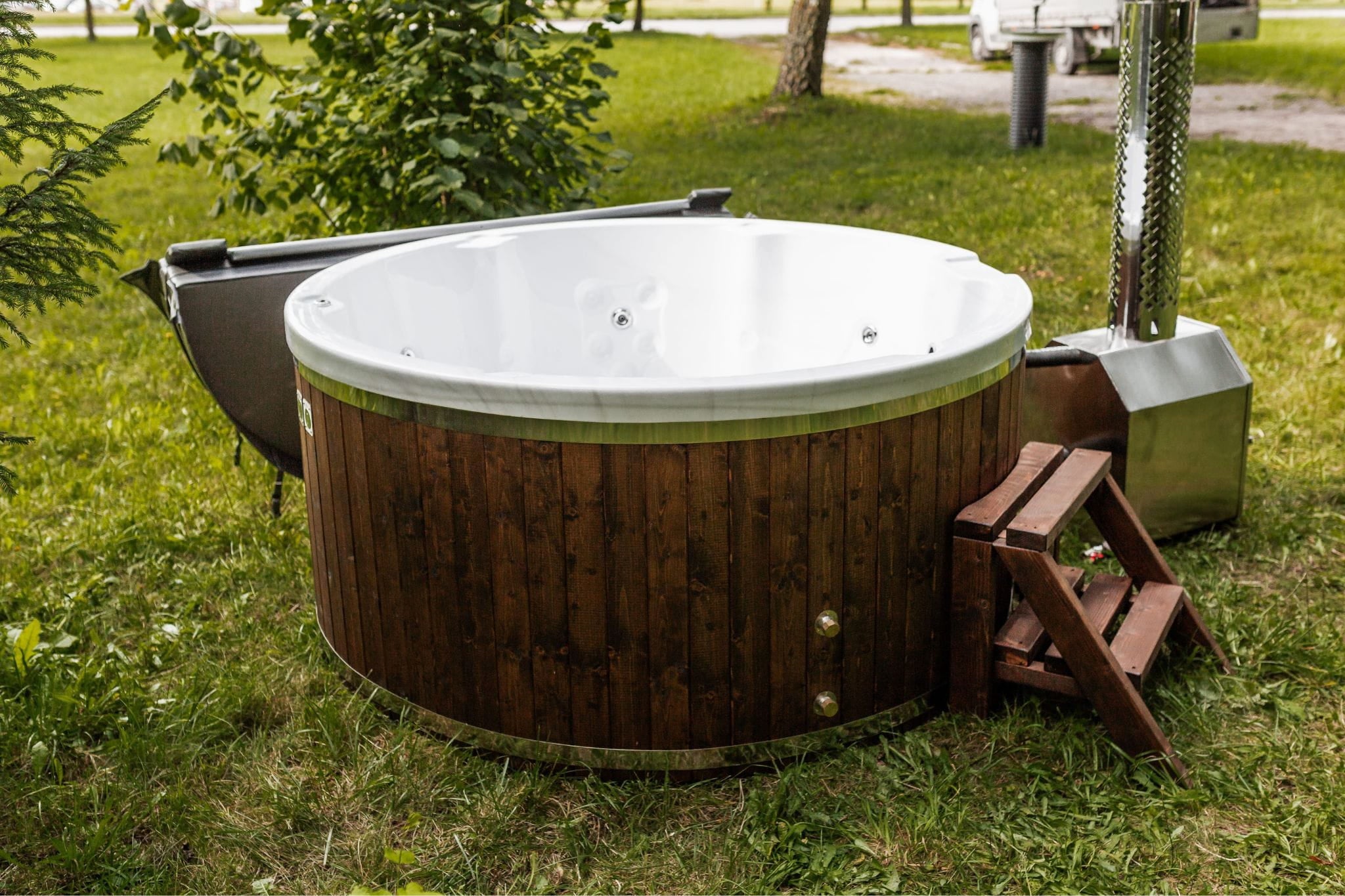 Houtgestookte hottub - externe kachel - rond