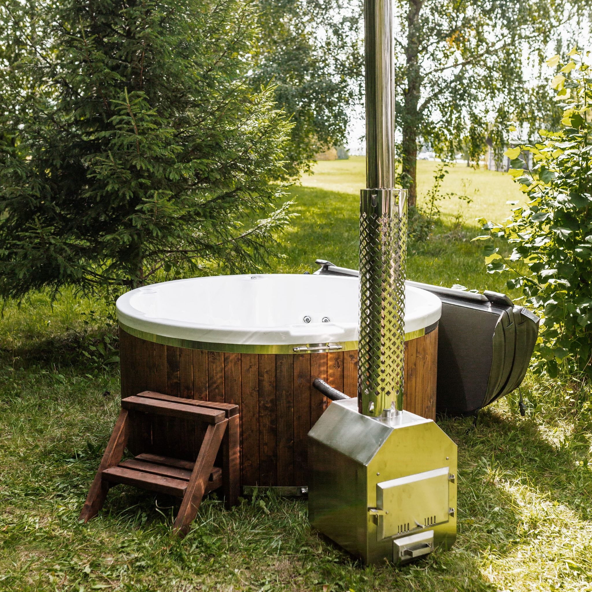 Houtgestookte hottub - externe kachel - rond