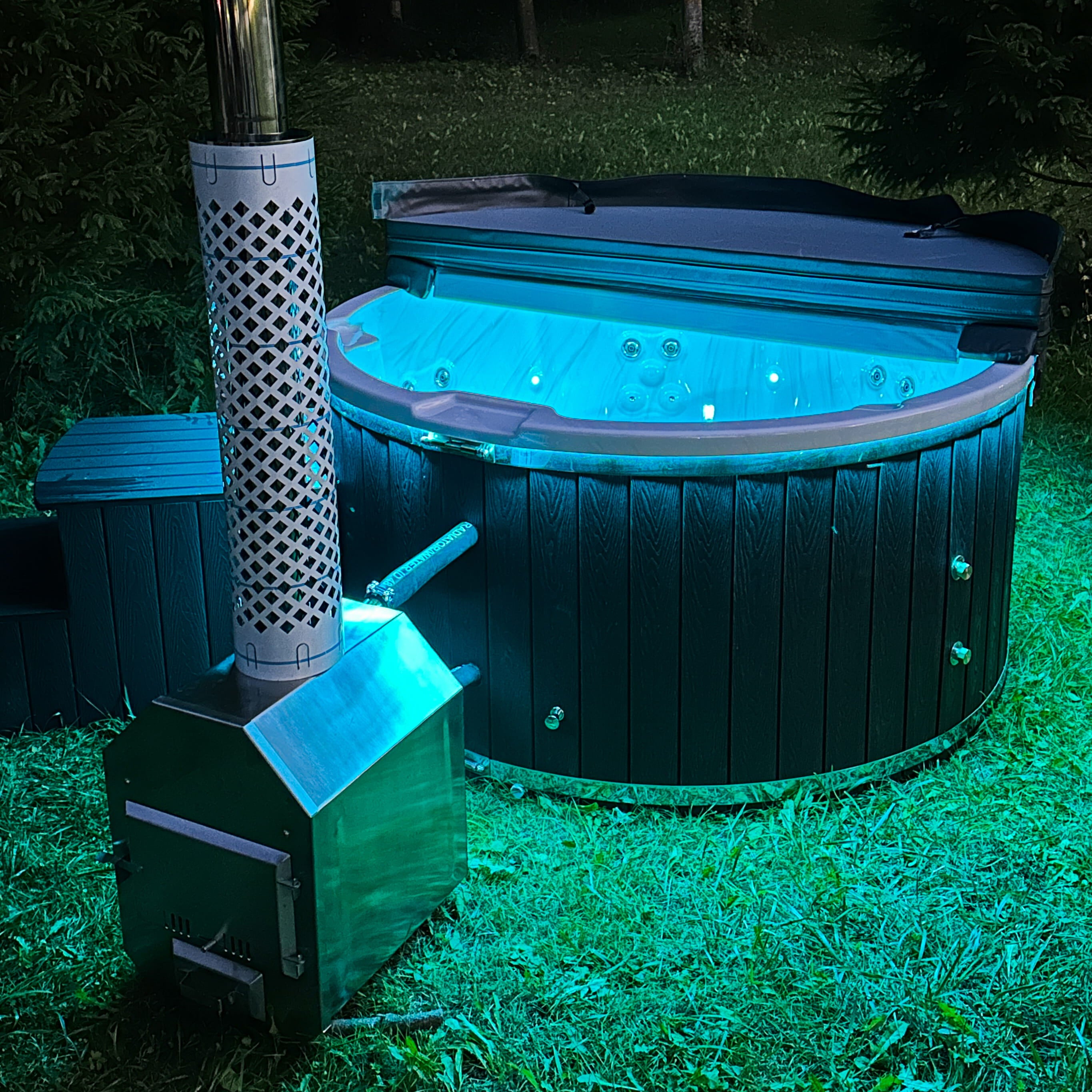 Houtgestookte hottub - externe kachel - rond