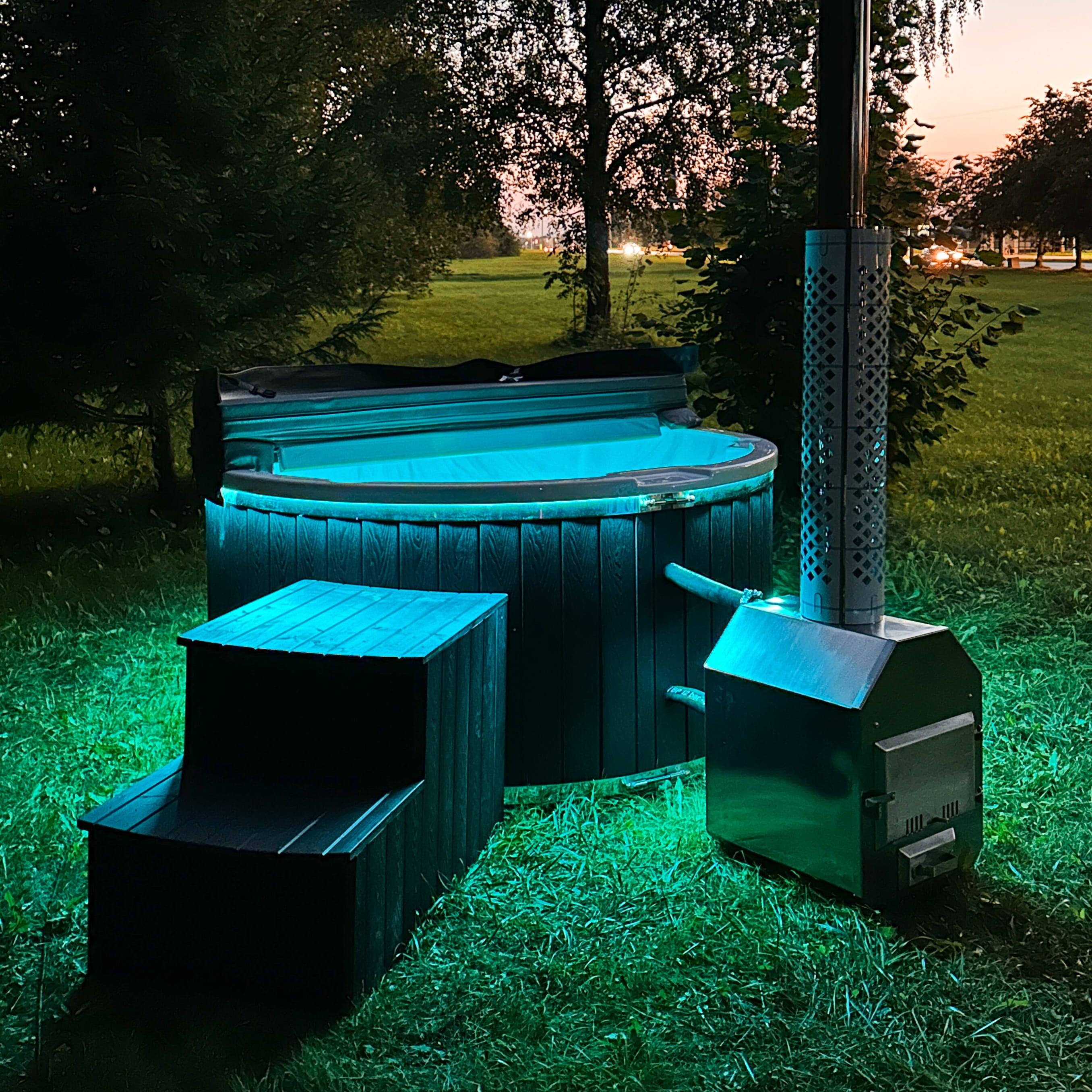 Houtgestookte hottub - externe kachel - rond