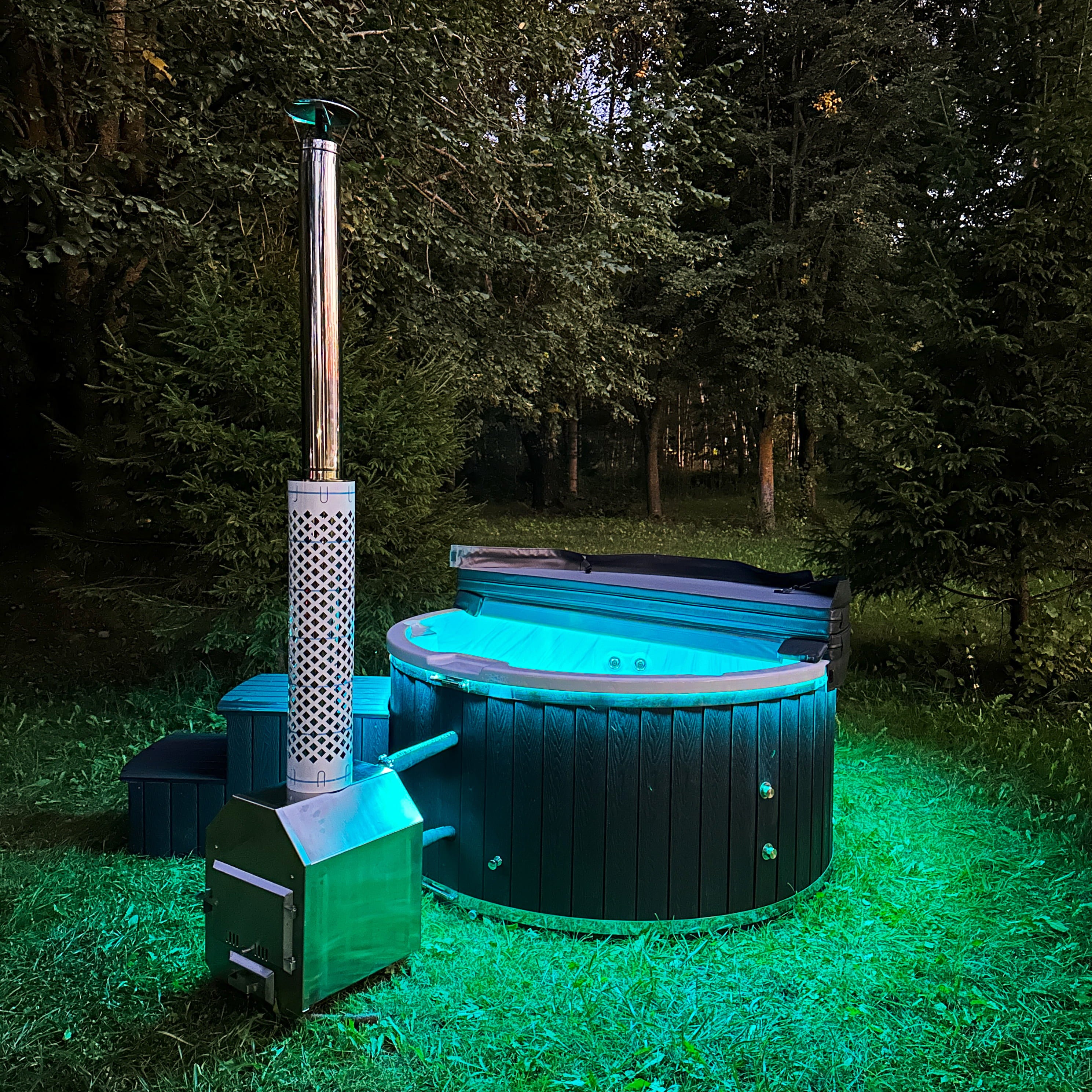Houtgestookte hottub - externe kachel - rond