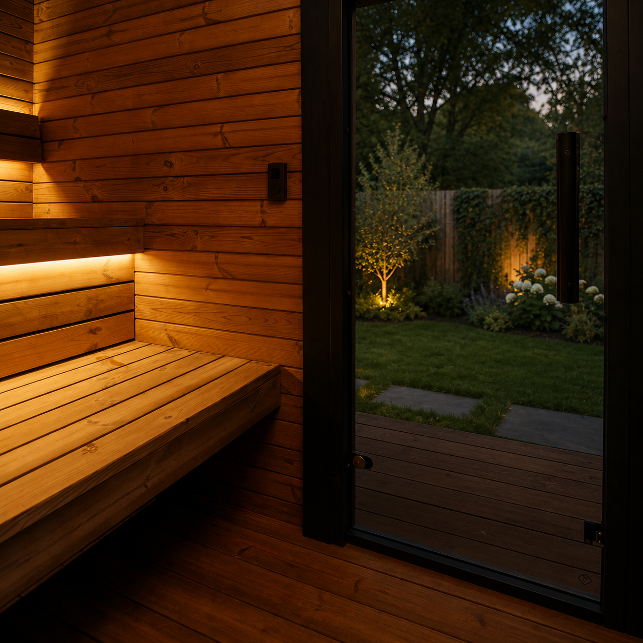 Luxe sauna buitendouche